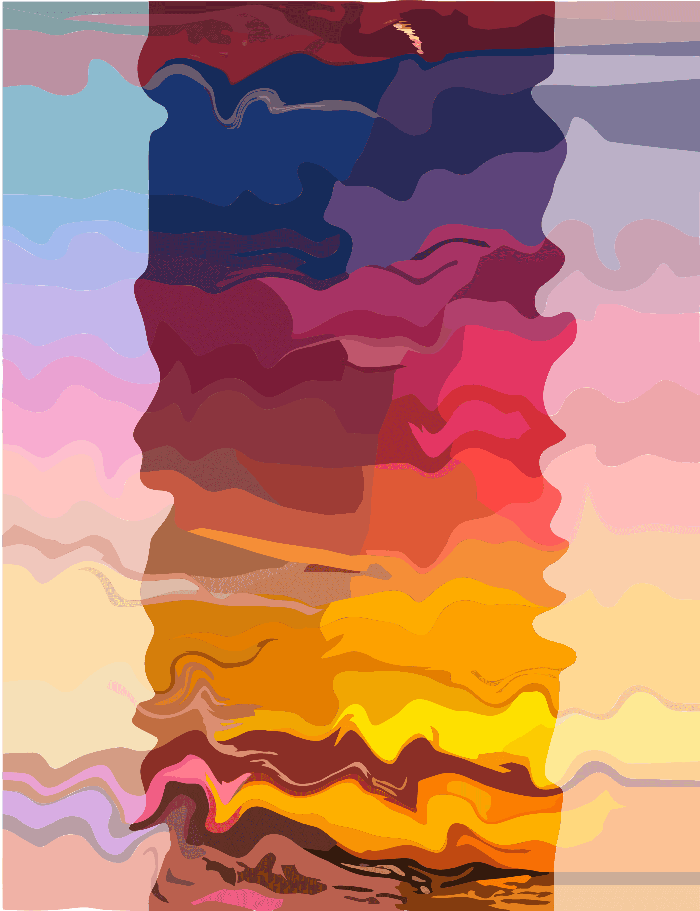 Abstract colorful wavy lines with sunset hues